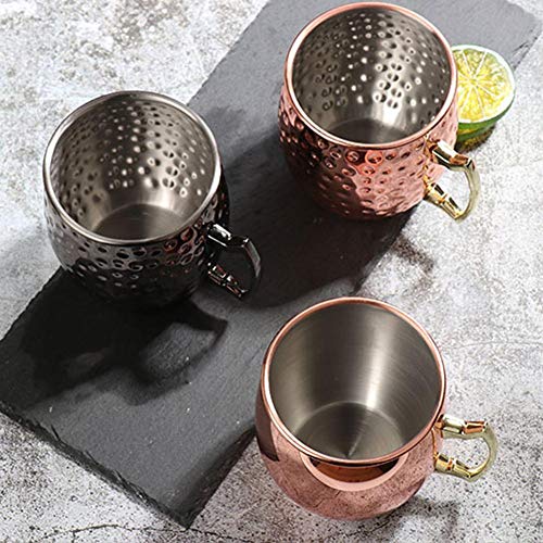 Rvest Moscow Mule Kupferbecher,Moskauer Maultier Kupferbecher Handgefertigt 304 Edelstahl Tasse Cocktailglas Premium… – Bild 4