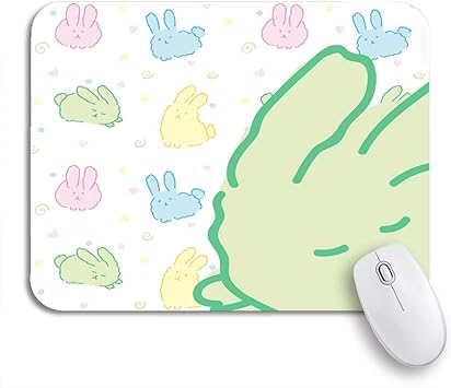 Amazon Ecomaomi 可愛いマウスパッド バニーパターンかわいいウサギふわふわかわいい グリーンスリーピーバニーノンスリップラバーバッキングコンピュータマウスパッド用ノートブックマウスマット Ecomaomi マウスパッド 通販