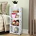 Finether 4-Tier Modular Side Cross Cut-Out Wood Plastic Composite Shelf Unit White Bookcase Storage Organizer Display, SGS Certified