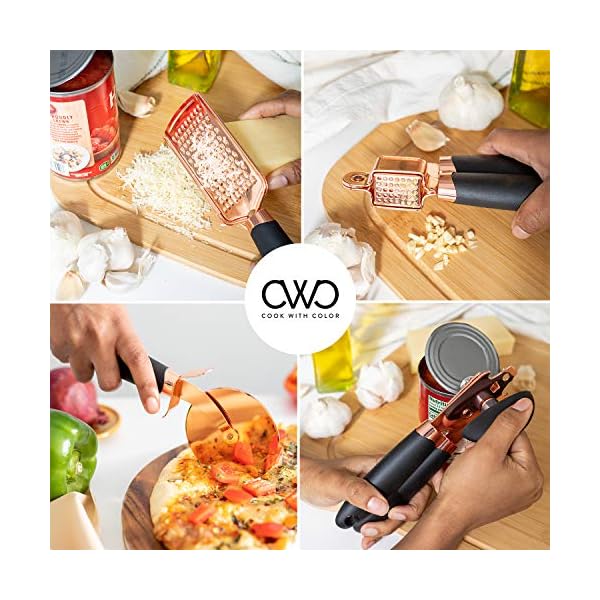 COOK With COLOR 7 Pc Kitchen Gadget Set Copper Coated Stainless Steel Utensils with Soft Touch