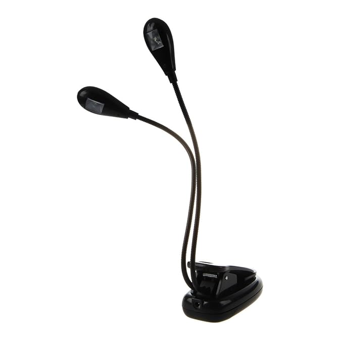 AndAlso Black Dual Arm Flexible Clipon Book Light for reading ebook books