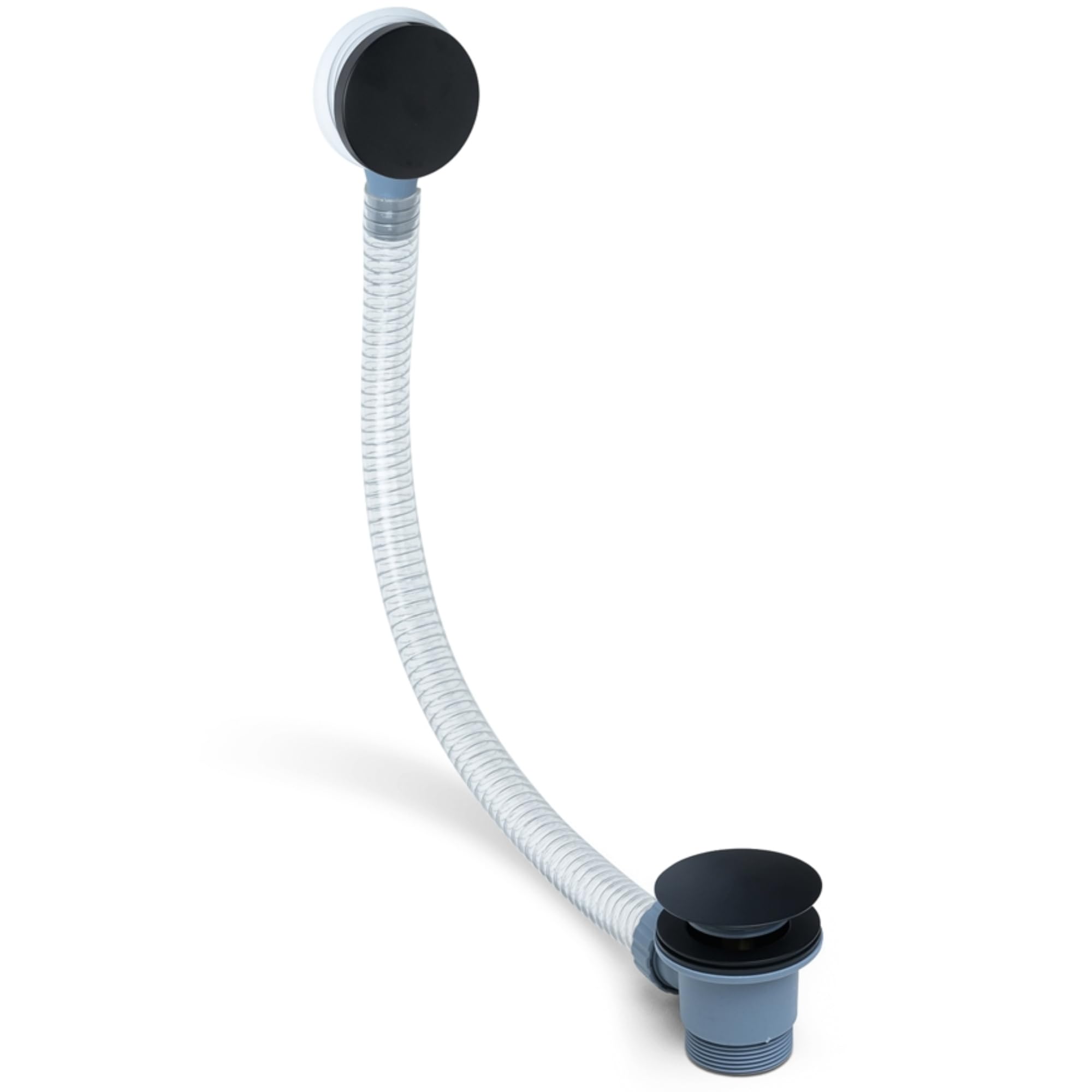 Go Bathrooms Matt Black Bath Waste Overflow Bath Drain with Pop Up Bath Plug Click Clack Waste and Overflow Drain Kit