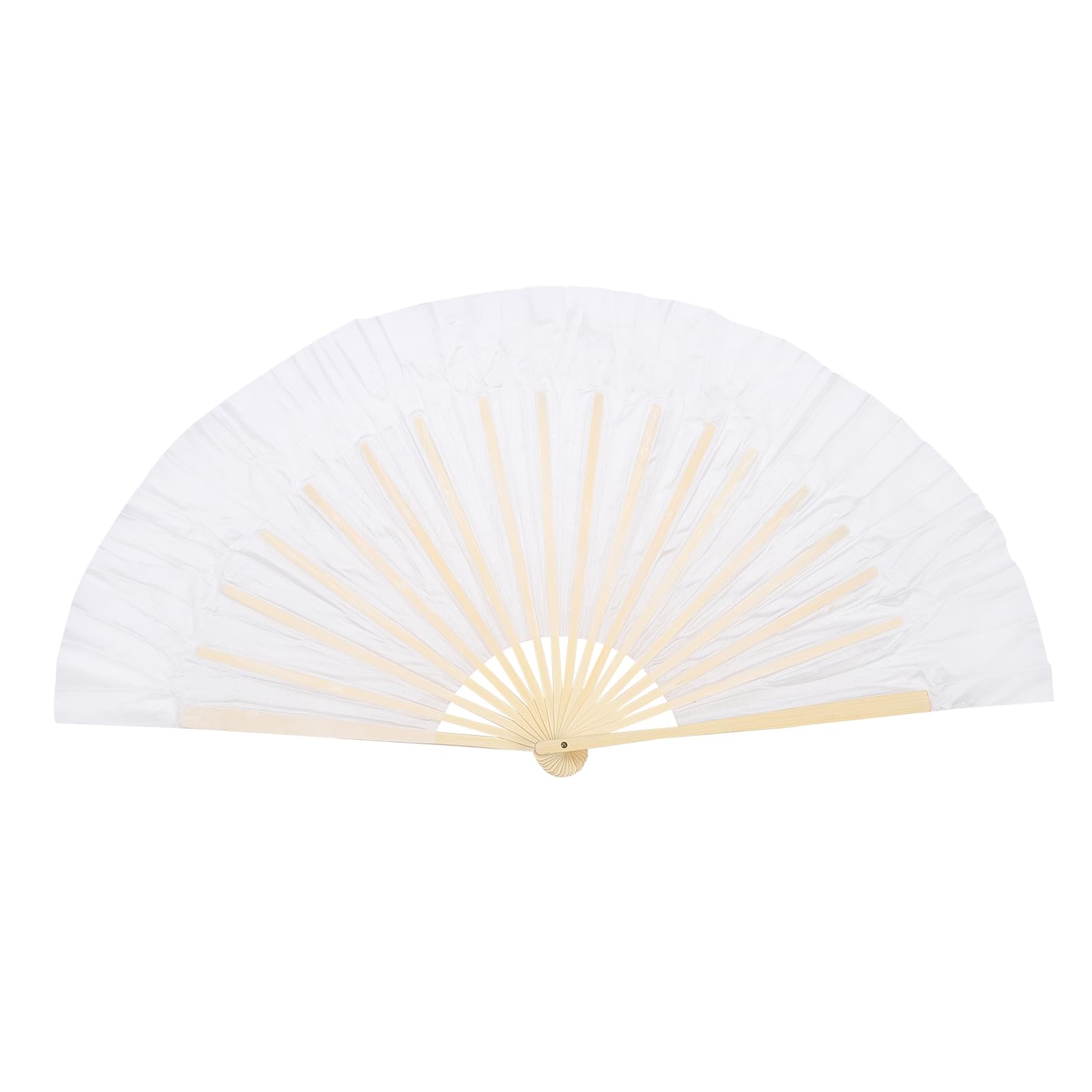 PATIKIL Belly Right Hand Silk Fan Veil 14inch, 1 Pack Short Folding Belly Dance for Women Dance Performance Sport, White