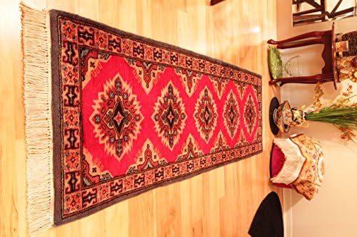 Hand Knotted Fine Jaldar Pakistani Persain Bokhara Oriental Runner Rug 6"2 X 2"2