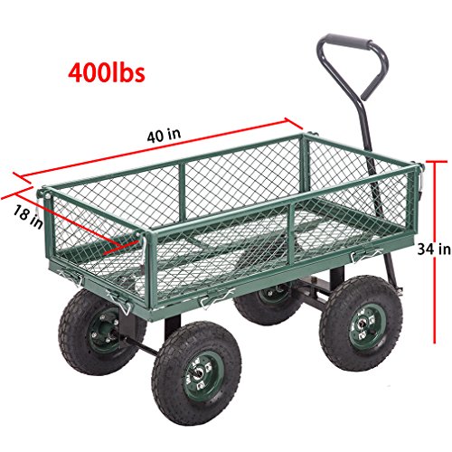Garden Carts Wagons Heavy Duty Utility Outdoor Steel Beach Lawn Yard Buggy BestMassage - Thumbnail 2