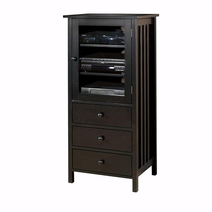 Mission style Media 3DRAWERS, BLACK Kitchen & Dining