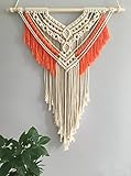 Youngeast 100% Handmade Boho Macrame Wall Hanging Home Décor, Beige&Orange