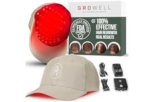 GroWell Red Light Therapy Hair Growth Cap – FDA Cleared Laser Treatment for Hair Regrowth and Reduced Shedding – LED & Laser Red Light Therapy Clinically Proven in Double-Blind Studies -Beige