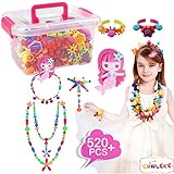 Conleke Pop Snap Beads Set 520 PCS for Kids Toddlers Creative DIY Jewelry Toys - Making Necklace,Bracelet and Ring - Ideal Christmas Birthday Gifts for 4,5,6,7,8 Year Old Girls (Box Packaging)