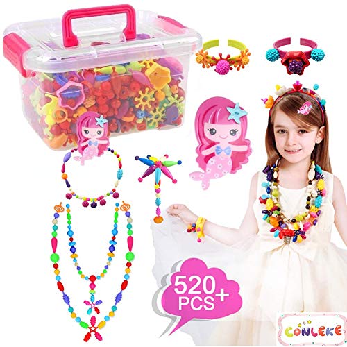 Conleke Pop Snap Beads Set 520 PCS for Kids Toddlers Art and Craft Kits Creative DIY Jewelry