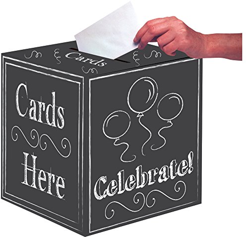 Creative Converting 082972 Chalkboard Card Box, 12" x 12", Multicolored