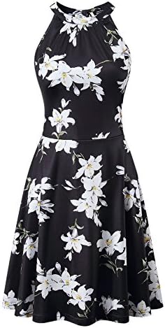 BIKATU Women's Halter Dress Sleeveless Summer Casual Sundress(Floral3,XL)