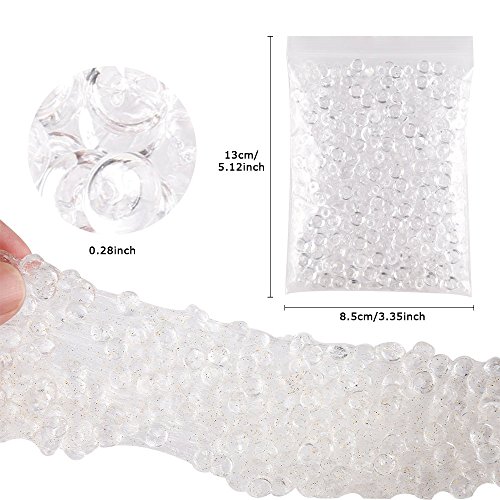 Brodi Fishbowl Beads for Crunchy Slime, 3 Pack Clear Plastic Vase Filler Beads for Homemade Slime, 7mm/0.28 inch Clear Fishbowl Beads for Slime DIY Craft ((180g/6.35 Ounces)