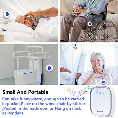 LIOTOIN Wireless Caregiver Pager Nurse Alert Call Button System Pager for Home Patients Elderly School with 2 IP55 Waterproof Receiver +2 Emergency Transmitters (600+ft Operating Range) - Thumbnail 2