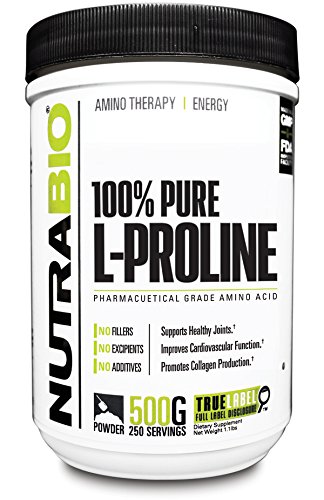 NutraBio 100% Pure L-Proline Powder - 500 Grams NutraBio 100% Pure L-Proline Powder - 500 Grams