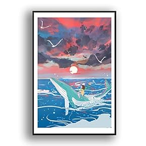 Framed Canvas Wall Art for Living Room, Bedroom Whale Canvas Prints for Modern Home Decoration Ready to Hang - 16"x24" inches