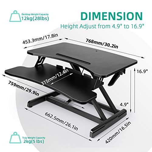 SIMBR Standing Desk Converter 30.2 Inch Computer Desk for Home Office