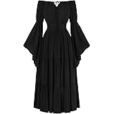 Scarlet Darkness Renaissance Dress Women Long Sleeve Off The Shoulder Dress Flowy Maxi Dresses