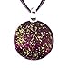 Hand Blown Murano Glass Glitter Golden Stardust Dark Purple Round Pendant Necklace, 18-20''