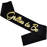 HUBEISIYU Groom to Be Sash, Funny Bachelor Sashes for Future Groom Engagement Gift Idea Wedding Party Decorations Bachelorette Party Supplies, Black + Gold(Groom to Be)