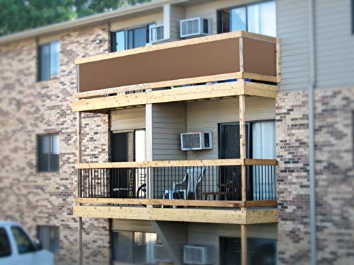 Eden's Decor Balcony Privacy Screen Cover Mesh Windscreen Weather-Resistant UV Protection for Backyard Deck, Patio, Balcony, Pool, Porch, Fence, Railing, Gardening (Brown,6'x 15') - Thumbnail 5