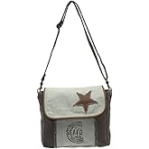 Myra Bag Canvas Star Purse - Womens Star Bag with Fabric Body and Real Leather Accents, Aesthetic Canvas Purse for Women