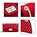 Women Fashion Shoulder Bag Jelly Clutch Handbag Quilted Crossbody Bag with Chain - Red