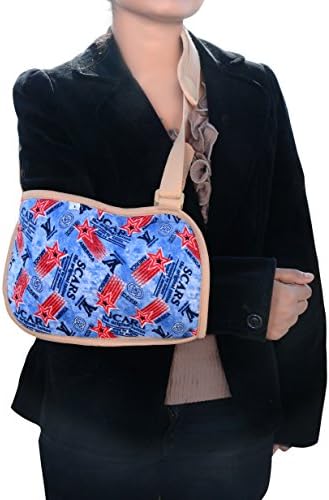 Arm sling pouch for kids to provide fracture support for forearm | Adjustable padded neck strap| Breathable material and easy fit (medium)