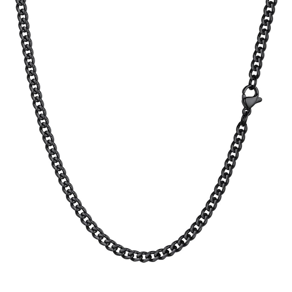 PROSTEEL Black Chain Necklace Men and Women Link Curb Chain Jewelry 18 inch Black Cuban Chain