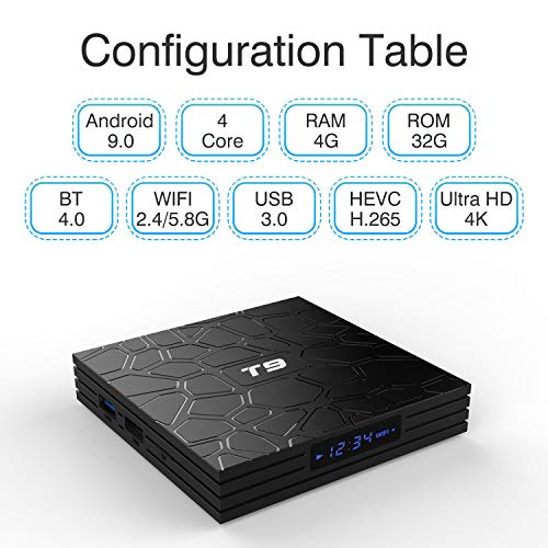 Android-TV-Box-T9-Android-90-TV-BOX-4GB-RAM32GB-ROM-RK3318-Quad-Core-Media-Box-Soporte-24GHz50GHz-WiFi-64-bits-H265-Bluetooth-40-DLNA-UHD-4K-Mini-TV-Box