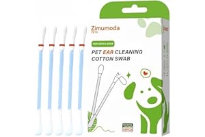 zimumoda 50 Pcs 2-in-1 Pet Ear Cleaning Cotton Swabs for Dogs & Cats - Essential Oil Infused Ear Cleaner Buds - Gentle Ear Wax Removal - Soothing Itch & Freshness - Individually Wrapped for Easy Use