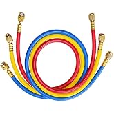 Beduan AC Charging Hose 1/4" SAE Flare Thread HVAC Air Condition Refrigerant Charging Hose 36&rdquo; for R12 R22 R502 (Pack of 3)