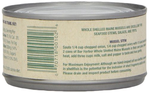 Bar Harbor Whole Shelled Mussels, 6.5 Ounce (Pack of 12)