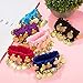Zhanmai 6 Pairs Belly Dance Wrist Ankle Cuffs Bracelets Chiffon Gold Coin Belly Dance Costume Accessory (Deep Purple, Sapphire Blue, Lake Blue, Pink, Red, Black)