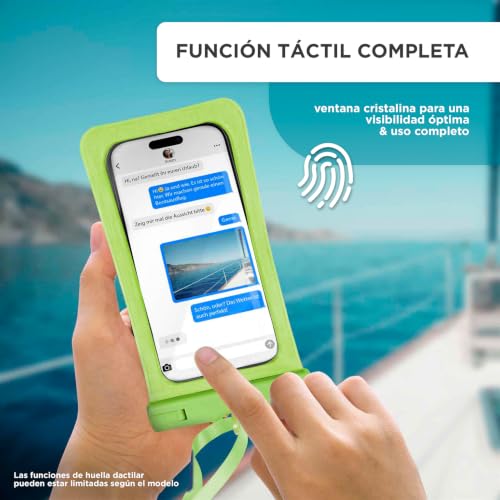 ONEFLOW Funda impermeable para Samsung Galaxy A02s, ventana táctil y cámara, correa y correa para colgar, color verde