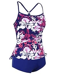 Bañador de dos piezas para dama con parte superior de tankini y pantalones cortos