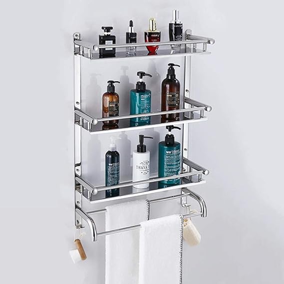 Toallero de baño de acero inoxidable, estante de baño con riel
