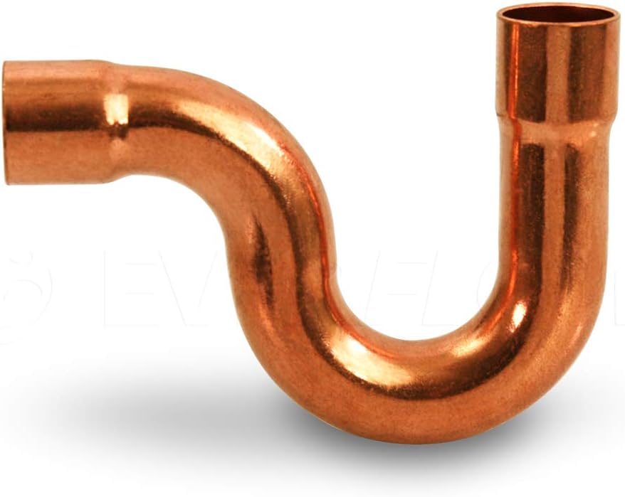 Everflow Supplies CCSL0200 2" Nominal Size P-Trap Suction Line with Two Copper Sweat Ends for Use with 5/8" Od Copper Pipe