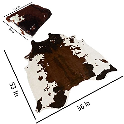 image for Jaye Cow Print Rug 4.4x4.6 Feet Faux Cowhide Rug Animal Printed Rug Ca