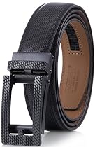 Marino Men&rsquo;s Genuine Leather Ratchet Dress Belt with Open Linxx Buckle, Enclosed in an Elegant Gift Box - Black - Style 154 - Custom: Up to 44