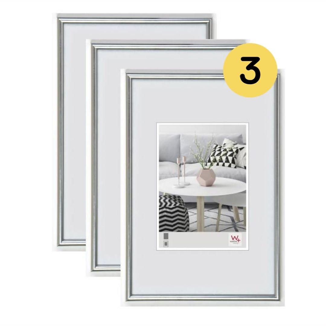 walther Design Picture Frame Silver 20 x 30 cm 3-Pack, Galeria Plastic Frame KS030H3