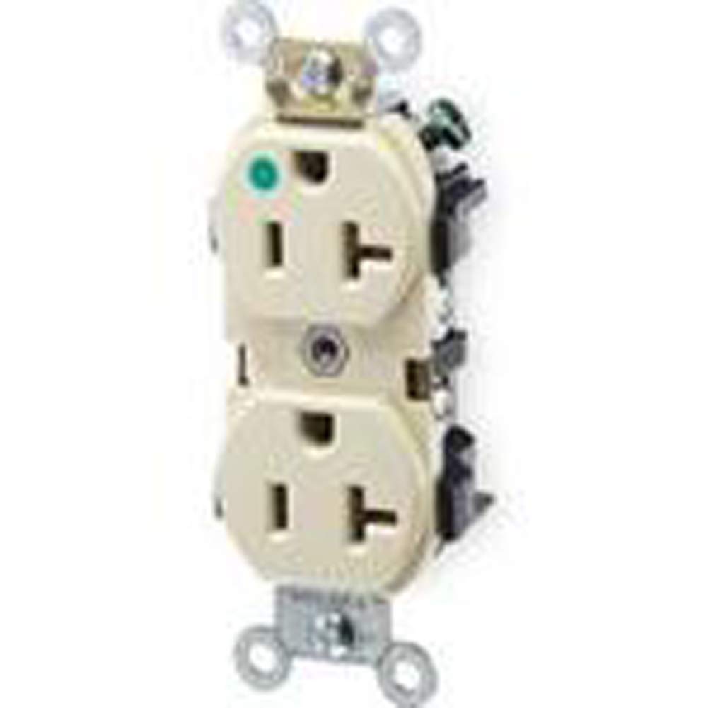 Photo 1 of Leviton 20-Amp Duplex Hospital Grade Receptacle, 8300-HI, Ivory