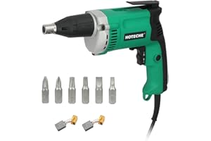 Hoteche 5-Amp Dry Wall Screw Driver, Electric Screwdriver with Variable Speed 0-4500 RPM, 1/4" Chuck, Forward & Reverse Switch with 6pcs Cr-V Bits