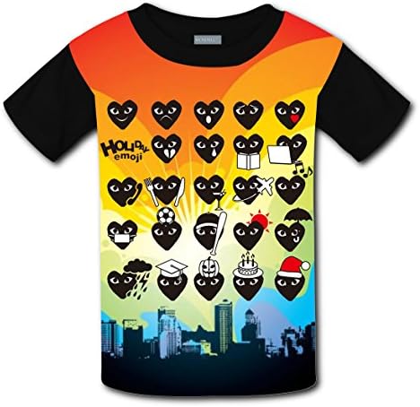 Fashion Design Cute Comme-Des-Garcons Children 3D Printed Short Sleeve tees Round Neck T shirts XS