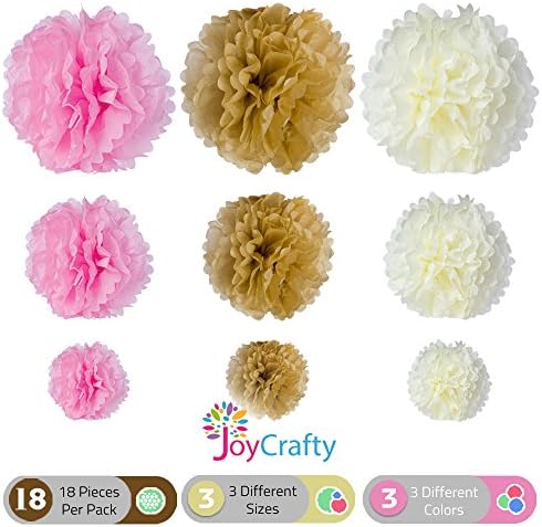 18pc Tissue paper pom poms flower kit- Size 8 10 14 Inch in multi color pack for party Decorations!