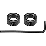 uxcell 10mm Bore Drill Stop, Drill Bit Depth Holder, Set Screw Style, Black Oxide Carbon Steel, Pack of 2