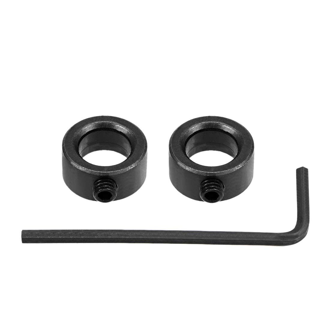 uxcell 10mm Bore Drill Stop, Drill Bit Depth Holder, Set Screw Style, Black Oxide Carbon Steel, Pack of 2