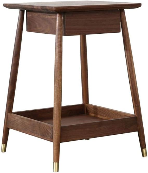 FCSF Mesas auxiliares de mesa auxiliar de madera de nogal negro, mesa