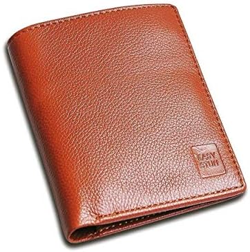 Mens Wallet with Zip Coin Pocket, RFID Blocking, Natrual Pebble Leather, Gift Box, Compact Size, Card Holder and Banknotes Compartments - Brown
