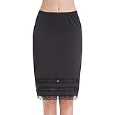 MANCYFIT Half Slips for Women Underskirt Dress Extender Lace Trim Knee Length Midi Skirt 19-26" Length